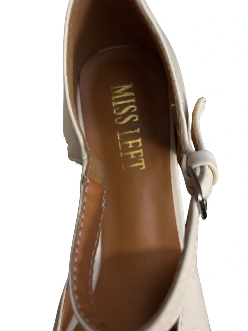 Women’s Cream Ankle-Strap Block Heel Pumps